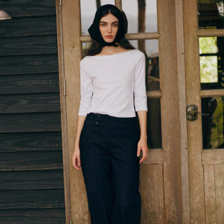 She Knows - Caroline Cotton Blouse เสื้อคอตต้อน แขน 3/4 แต่งลูกไม้ XS-XL