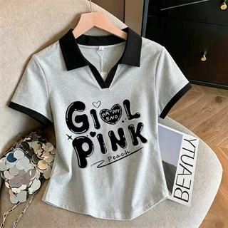 เสื้อโปโลผู้หญิงสไตล์เกาหลีใหม่ คอปก ดีไซน์น่ารักและทันสมัย ​​มีให้เลือก 5 สี โปรโมชั่นพิเศษ