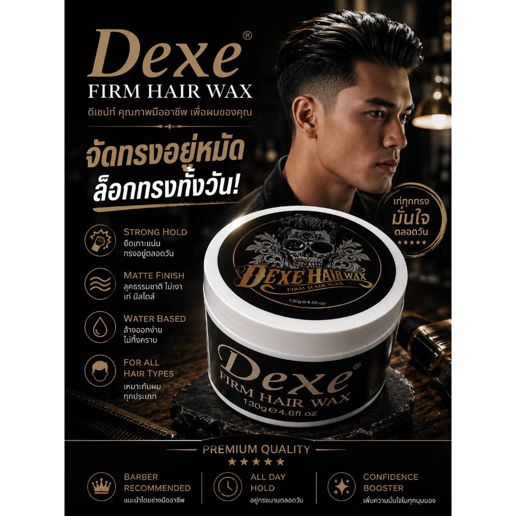 Dexeโพเมด เจลแต่งทรงผม แว๊กซ์จัดแต่งเซททรงผม ส่งจากไทย คละสี คละลายกล่อง ขนาด 130 g.