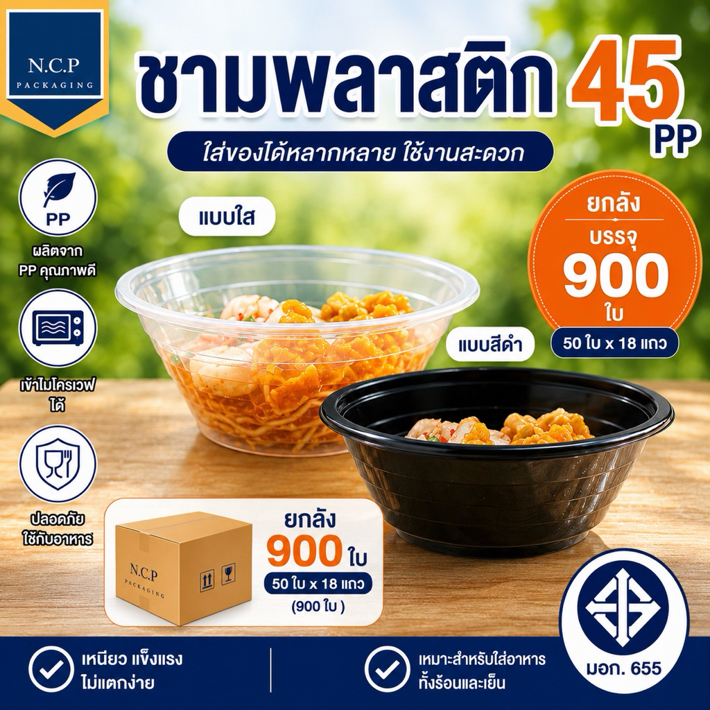 ชามพลาสติก 45 คละยี่ห้อ SW  HB-45 ยกลัง 900ชิ้น,เซ็ตชาม10แถวฝา10แถว