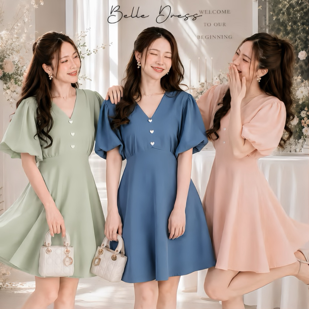 Modish | Belle Dress | เดรสออกงานแขนบอลลูน กระโปรงทรงเอ พลิ้วสวยสไตล์เจ้าหญิง