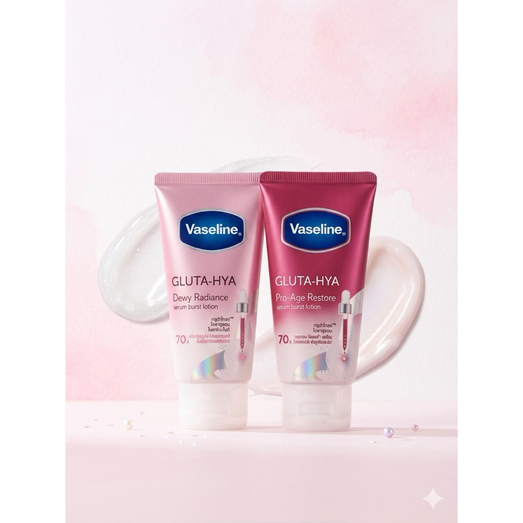 [ใหม่] วาสลีน กลูต้า ไฮยา Vaseline Gluta Hya สูตร Dewy Radiance สูตร Pro-Age Restore 70ml 70มล ขนาดพกพา