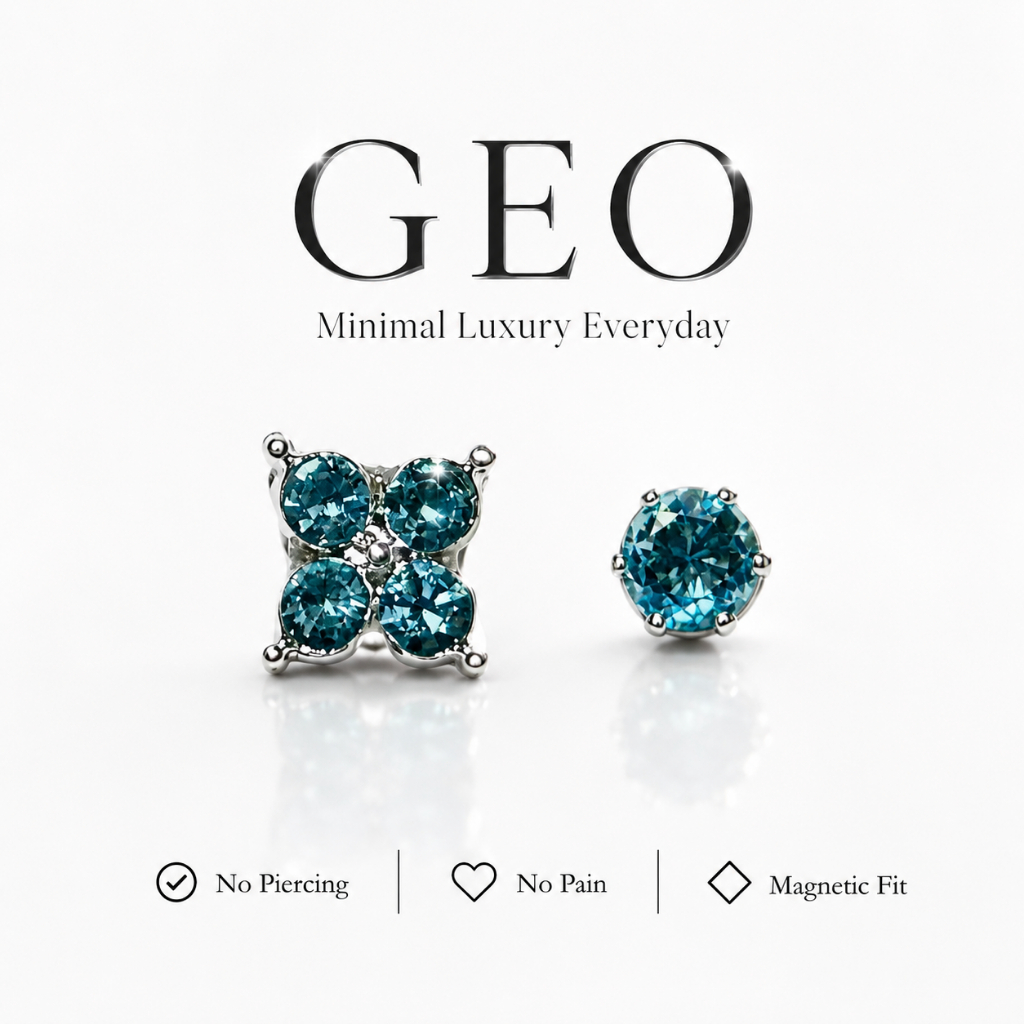 GEO AQUARIA COLLECTION | ต่างหูแม่เหล็ก ไม่ต้องเจาะหู ใส่สบาย ไม่เจ็บ ลุคหรู Minimal Korean Style