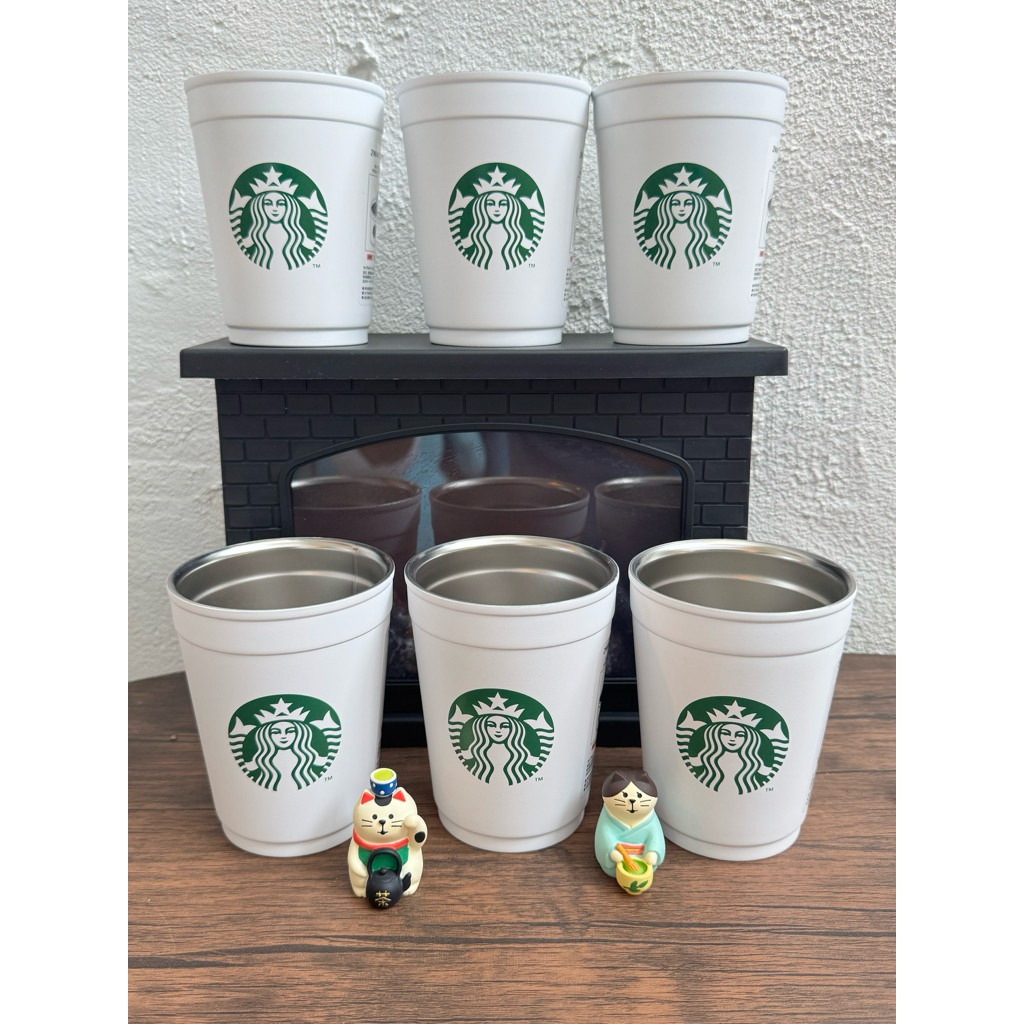 พร้อมส่ง แก้ว Starbuck 2 way เก็บร้อนเย็นได้ คอลใหม่จากญี่ปุ่น ขาวเขียว