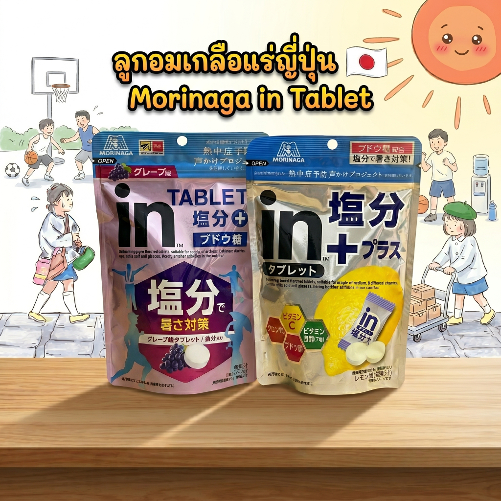 ลูกอมเกลือแร่ ญี่ปุ่น Morinaga in Tablet เกลือแร่ชนิดเม็ด ผสมวิตามินและกลูโคส ชดเชยเหงื่อ สำหรับออกกำลังกาย ฯลฯ