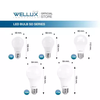 [Pack10]WELLUX หลอดไฟรุ่นประหยัดมาตรฐาน มอก. 7W 9W 13W 15W 17W แสงขาว แสงวอร์ม LED BULB ขั้วE27
