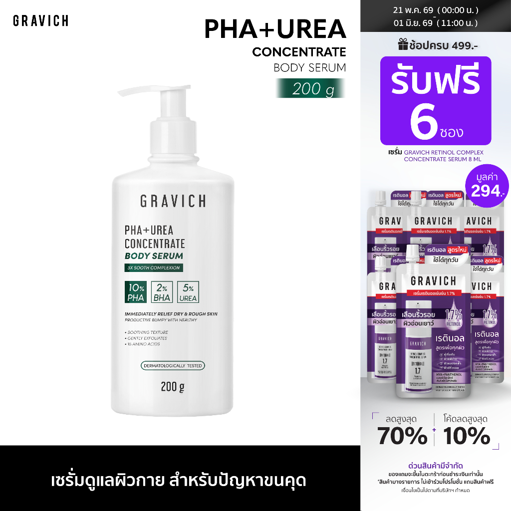Gravich PHA+ Urea Concentrate Body Serum 200 g เซรั่มทาผิวกาย บำรุงผิวเข้มข้น 17%