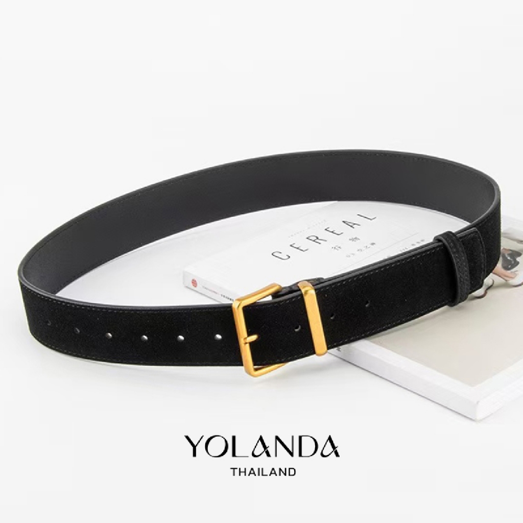 Yolanda حزام مخمل بريميوم بإبزيم ذهبي / فضي — صورة 4