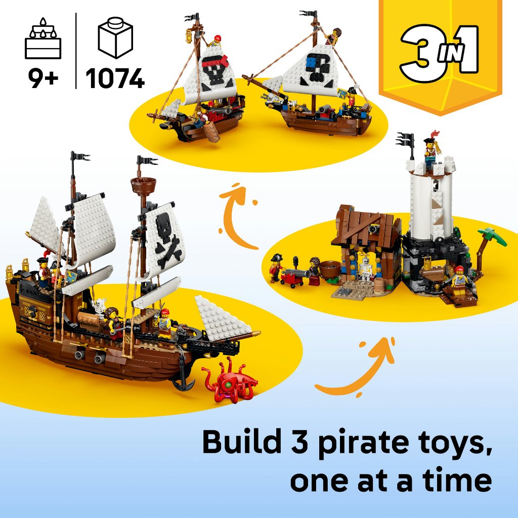 LEGO Creator 3in1 ‏31387 سفينة القراصنة الأيقونية (1074 قطعة) — صورة 5