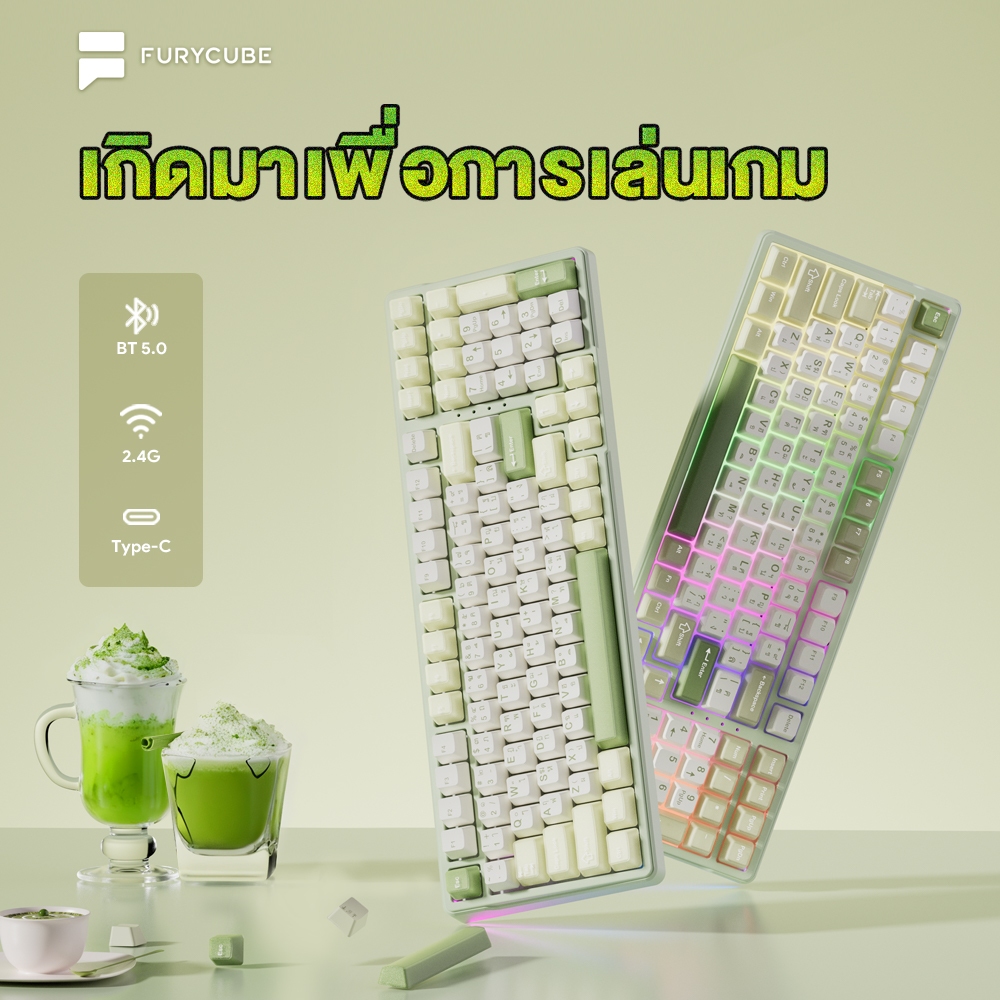 FURYCUBE K99 PRO คีย์บอร์ดเชิงกลไร้สาย HOTSWAP-5 PIN คีย์บอร์ดเกมมิ่ง Gasket แป้นพิมพ์สำนักงาน