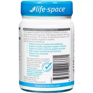 Life Space Double Strength Probiotic 30 Capsules แบคทีเรียที่เป็นประโยชน์ 15 สายพันธุ์ 64 พันล้านตัว