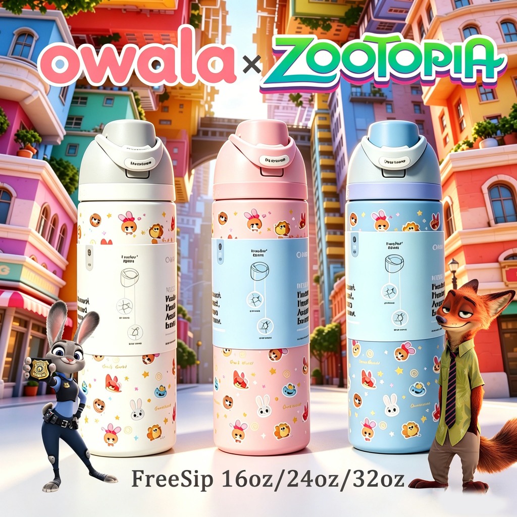 [ของแท้ 100%] Owala x Zootopia Freesip 24oz (710ml) แก้วน้ำสแตนเลส เก็บความร้อน กันรั่ว พร้อมส่ง 24 