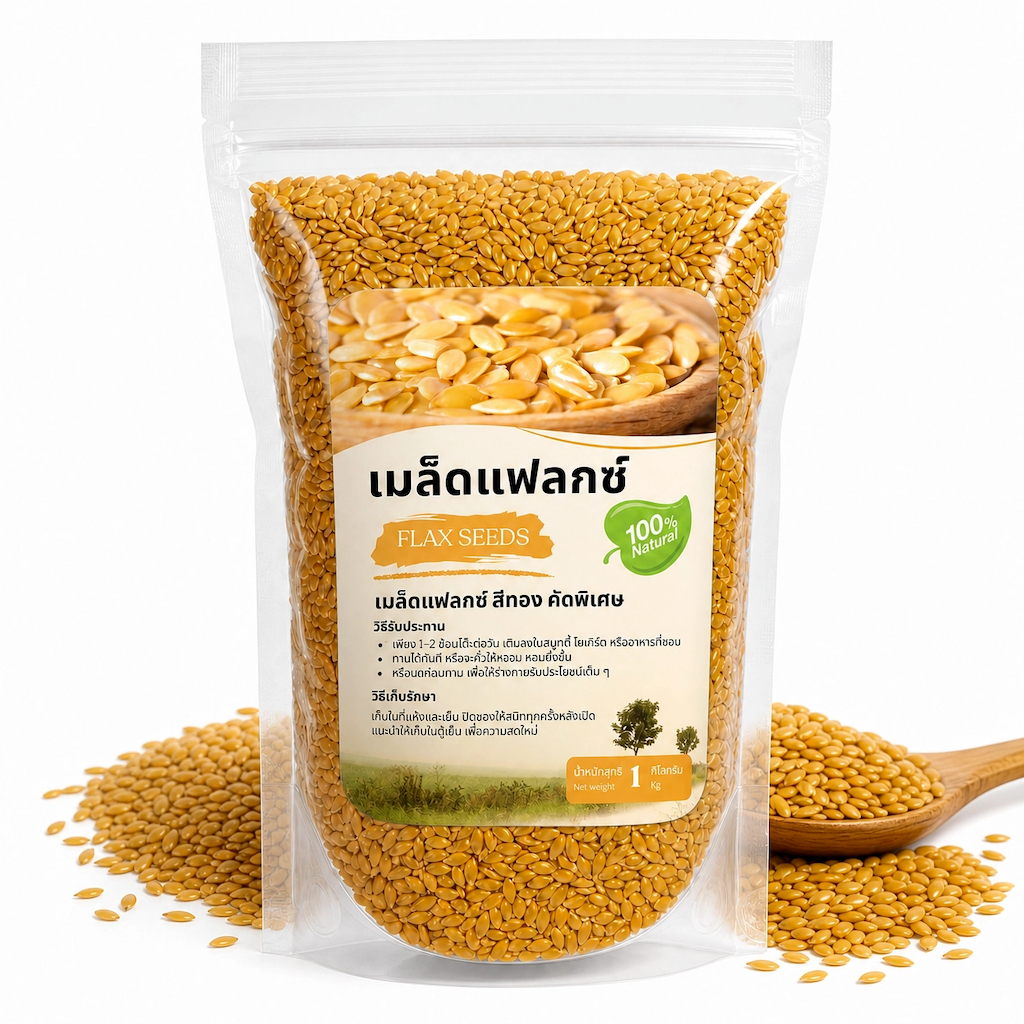 เมล็ดแฟลกซ์สีทอง คัดพิเศษ ออร์แกนิค 100% โอเมก้า3 สูง ไฟเบอร์สูง เมล็ดแฟลกซ์ทอง Flax Seeds Golden 250g/500g/1kg