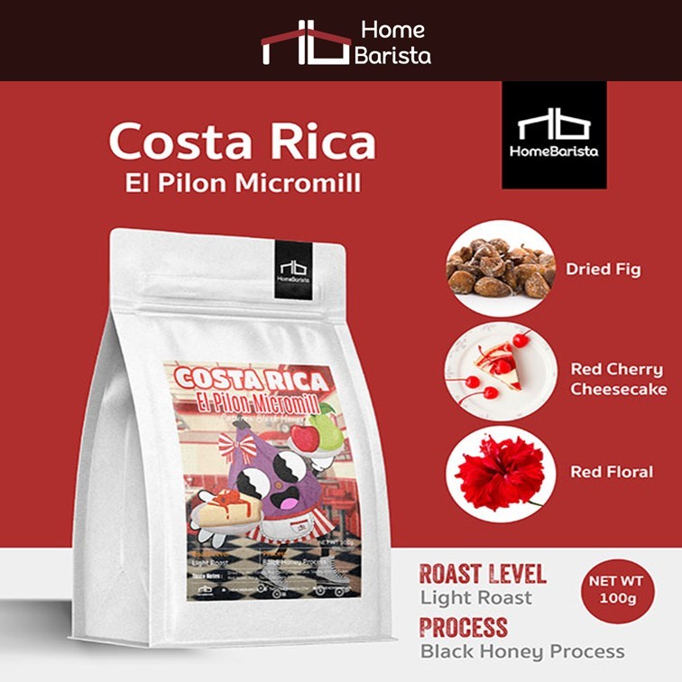 Home Barista เมล็ดกาแฟ Filter Roast [100g] – COSTA RICA “El Pilon Micromill” Caturra Black Honey
