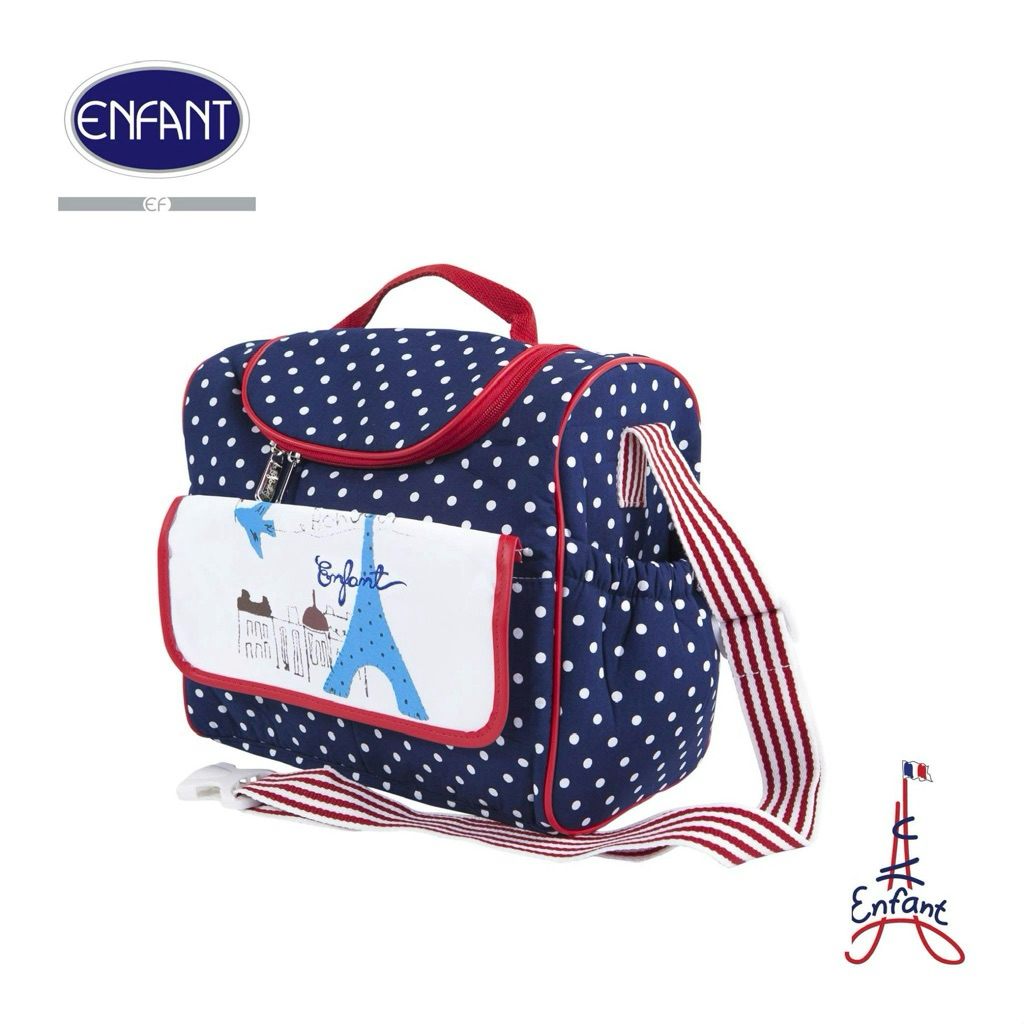 Enfant อองฟองต์ กระเป๋าคุณแม่ลายจุด หอไอเฟล ขนาด : 6 x 14 x 11 นิ้ว สีกรมท่า