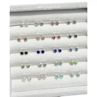 SissyJewelry // ต่างหูเงินแท้ รุ่น gem round stud (4mm) พลอยกลม4mm