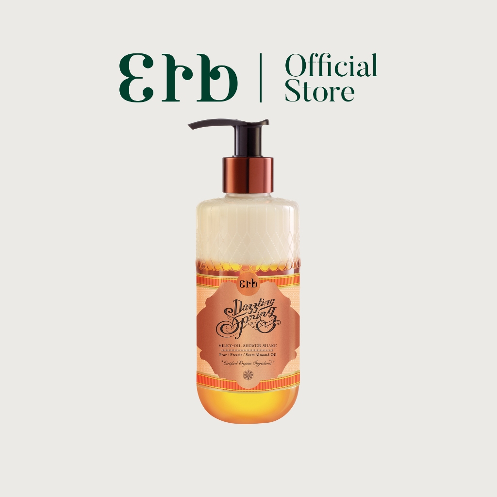 Erb Dazzling Spring Milky-Oil Shower Shake 230ml. สบู่ออยล์อาบน้ำ กลิ่นแพร์และดอกฟรีเซียร์ เติมความชุ่มชื่น