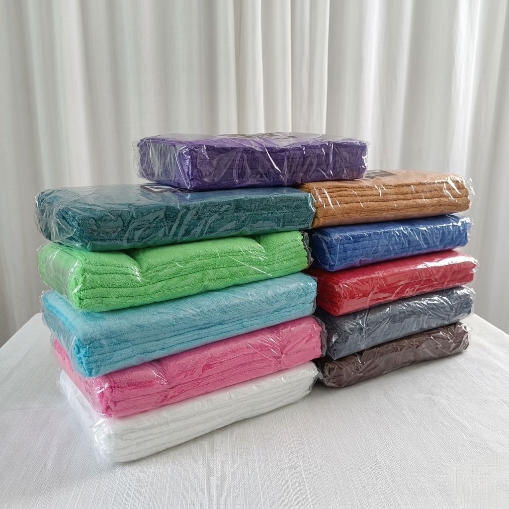 ผ้าเช็ดผมนาโนสีพื้นรุ่นบาง(12ผืน)