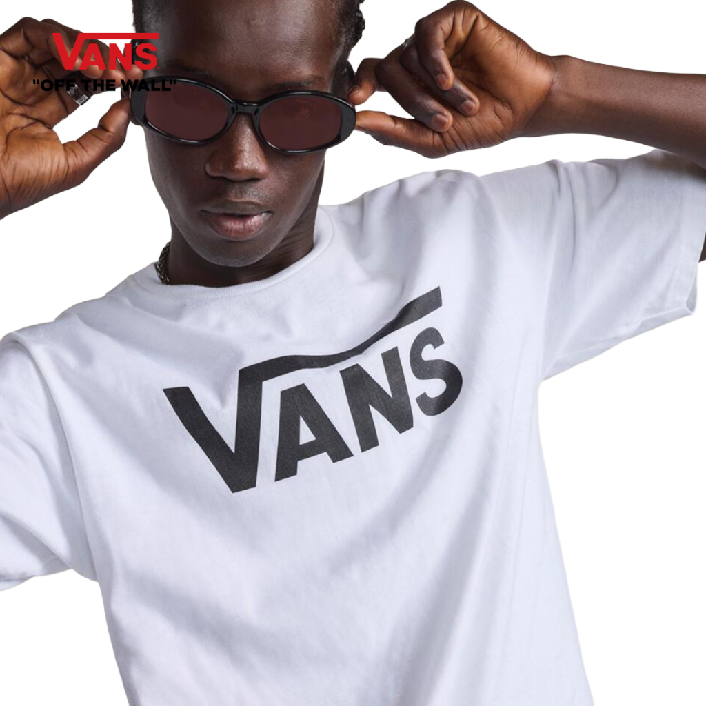 VANS CLASSIC - WHITE/BLACK เสื้อยืด ผู้ชาย VANS