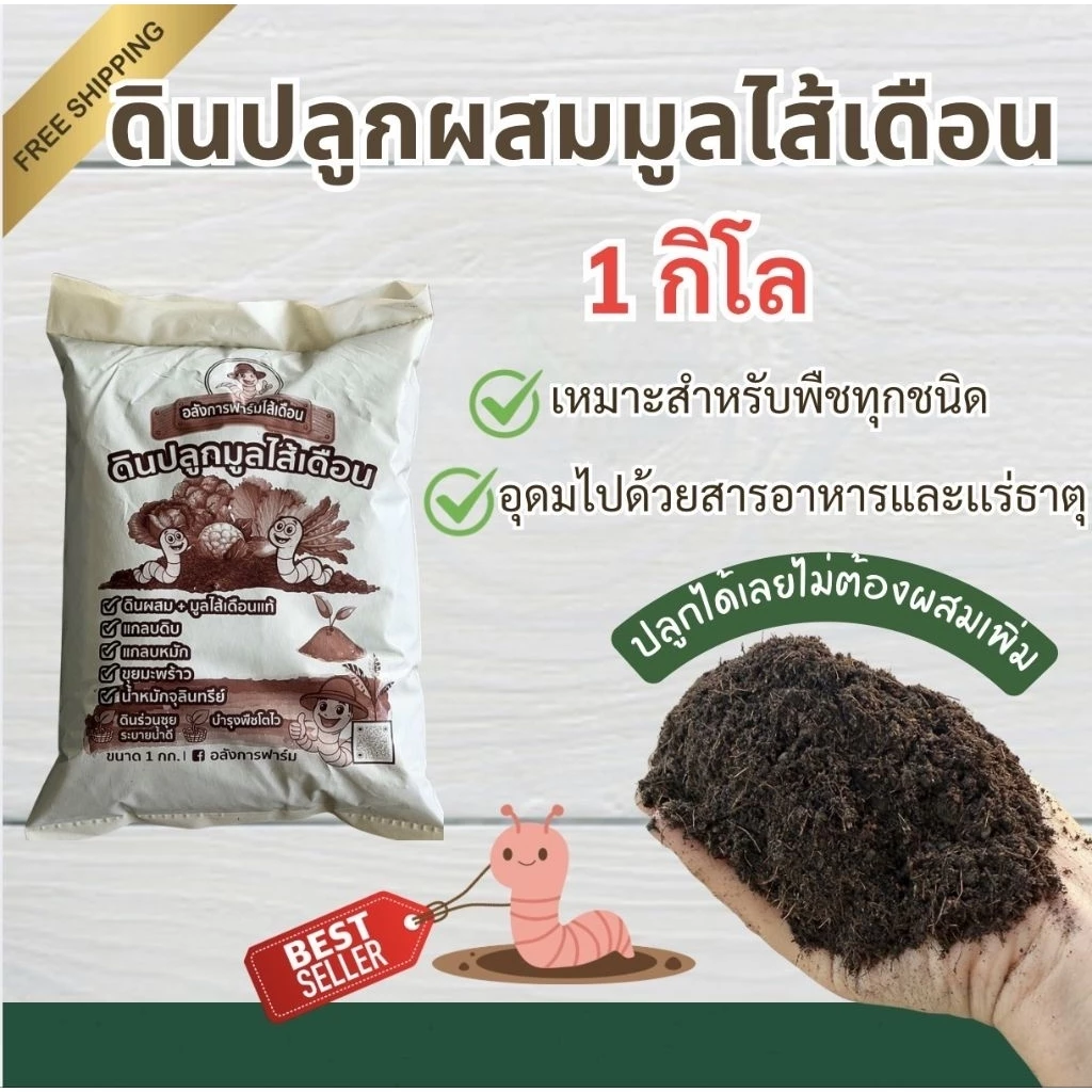 ปลูกผสมมูลไส้เดือน 1 กิโลกรัม สูตรพิเศษจาก "อลังการฟาร์ม" ปลูกอะไรก็โต ดินดีมีชีวิต