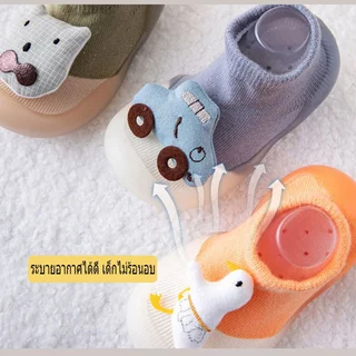 สินค้าพร้อมส่ง รองเท้าฝึกเดินเด็ก 👶🏻 รองเท้าฝึกเดินเด็ก พื้นรองเท้ายาง ลายสัตว์ นุ่ม ระบายอากาศได้ ดี กันลื่น