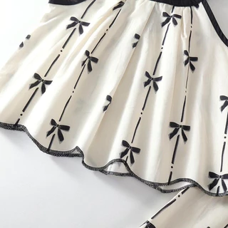 Hania kids พร้อมส่ง เซ็ตคุณหนูลายโบว์ สวยหวานแบบมินิมอล ใส่สบาย ได้ลุคแฟชั่นนิสต้าตัวน้อย K4125537