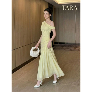 Tarastore ชุดเดรส สีเหลือง แบบละมุน ใส่ออกงาน สวยหรูมาก #G415