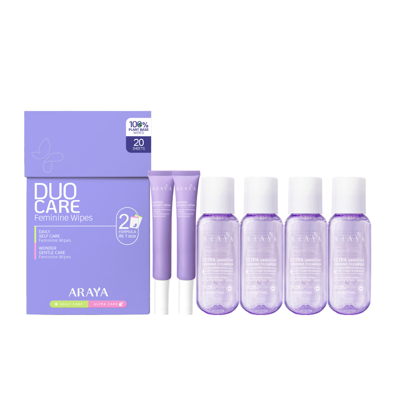 [สินค้าสมนาคุณ ห้ามจำหน่าย] ARAYA ของขวัญ 7 ชิ้น (คลีนเซอร์ 20mlx4 เซรั่ม 5mlx2 และผ้าเปียก 1 กล่อง)