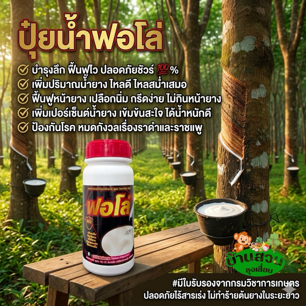 ปุ๋ยน้ำฟอโล่ บำรุงหน้ายาง ช่วยเพิ่มผลผลิต โปร 1 ขวด