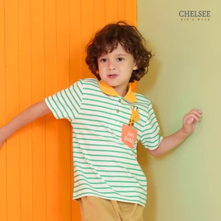 Chelsee เสื้อโปโล แขนสั้น ลายทาง ยีราฟ ผ้า 100%Cotton เด็กผู้ชาย อายุ 1.5-10 ปี เสื้อผ้าเด็กโต รุ่น 128276