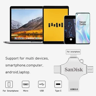 Sandisk Drive 4 in 1 USB Metal Flash Drive Mobile Phone Storage OTG 1TB/​​2TB กันน้า สำหรับโทรศัพท์ แท็บเล็ต แอนดรอยด์