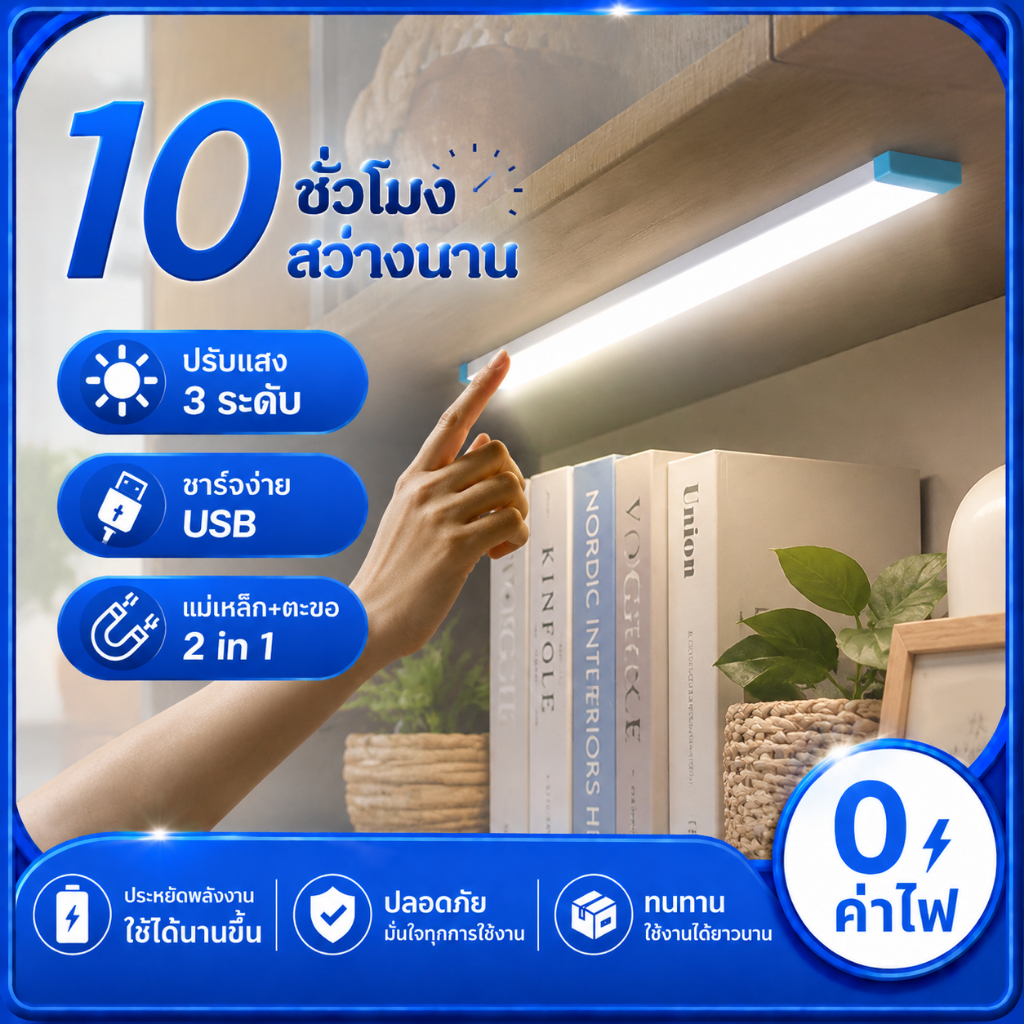 พร้อมส่งหลอดไฟ LED ไร้สาย แบบพกพา 120W  มีไฟฉุกเฉิน ชาร์จไฟ USB สะดวกง่ายต่อการใช้งาน