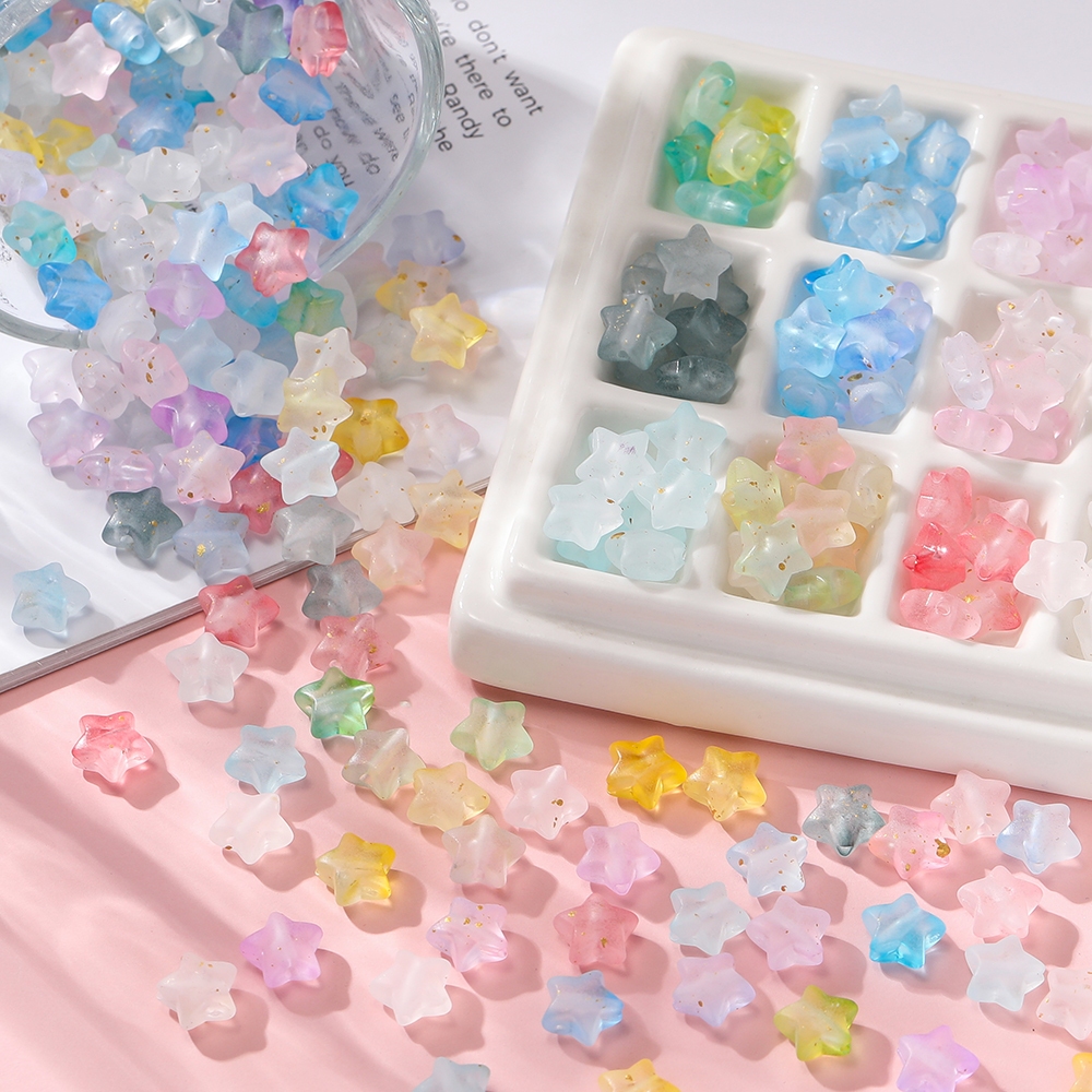 50 ชิ้น ลูกปัดดาวห้าแฉกอะคริลิค ลูกปัดดาวฤกษ์วาวสีทอง ใช้สำหรับการทำเครื่องประดับ DIY จัดส่งจากไทย