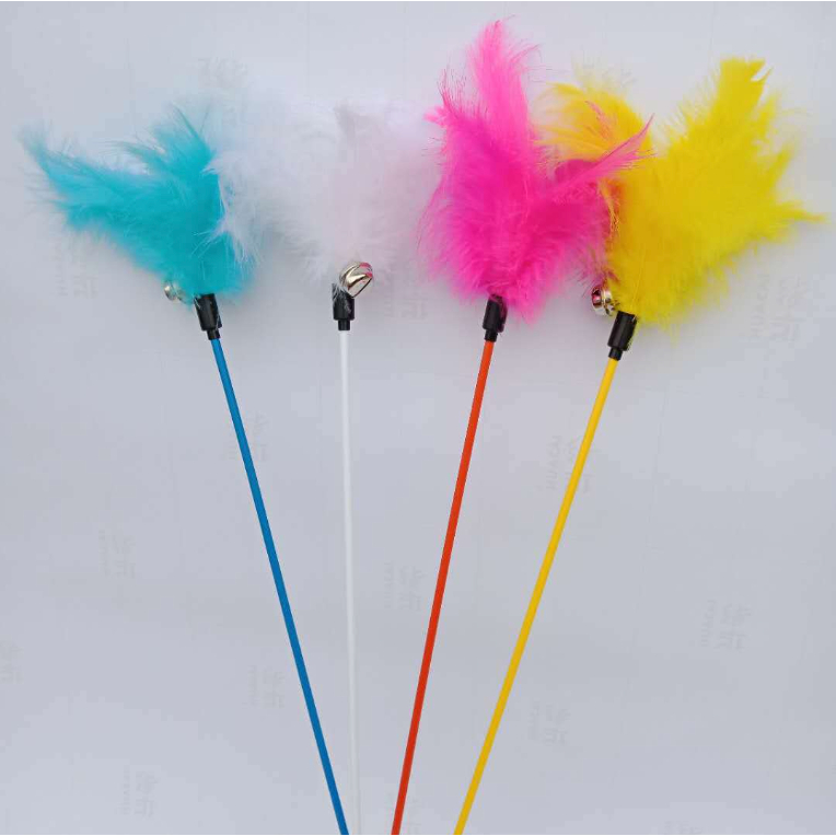 AL-1690 ของเล่นแมว ไม้ตกแมว ไม้ล่อแมว ของเล่นโต้ตอบ รุ่นขนนก ไม้ยาวมีกระดิ่ง แมวชอบ พร้อมส่ง