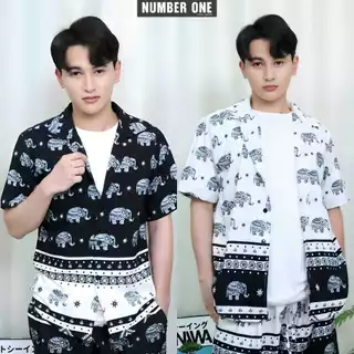 C เสื้อฮาวายลายช้าง และลายอื่นๆ (unisex) แบรนด์No.1 NCT DREAM ผ้าไหมญี่ปุ่นนุ่มสบาย มีกางเกงขาสั้น-ยาวเข้าSetเลือกชมได้