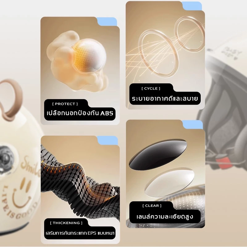 Free Shipping  จัดส่งฟรี หมวกกันน็อกผู้ใหญ่สำหรับผู้หญิง แถมฟรีที่คาดหูหมีน่ารัก thumbnail 7