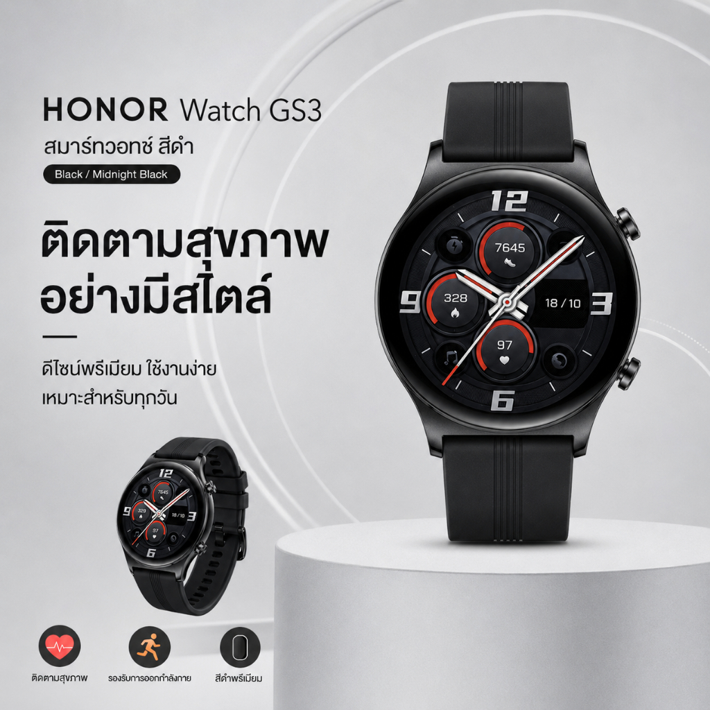 HONOR Watch GS3 สมาร์ทวอทช์ สีดำ