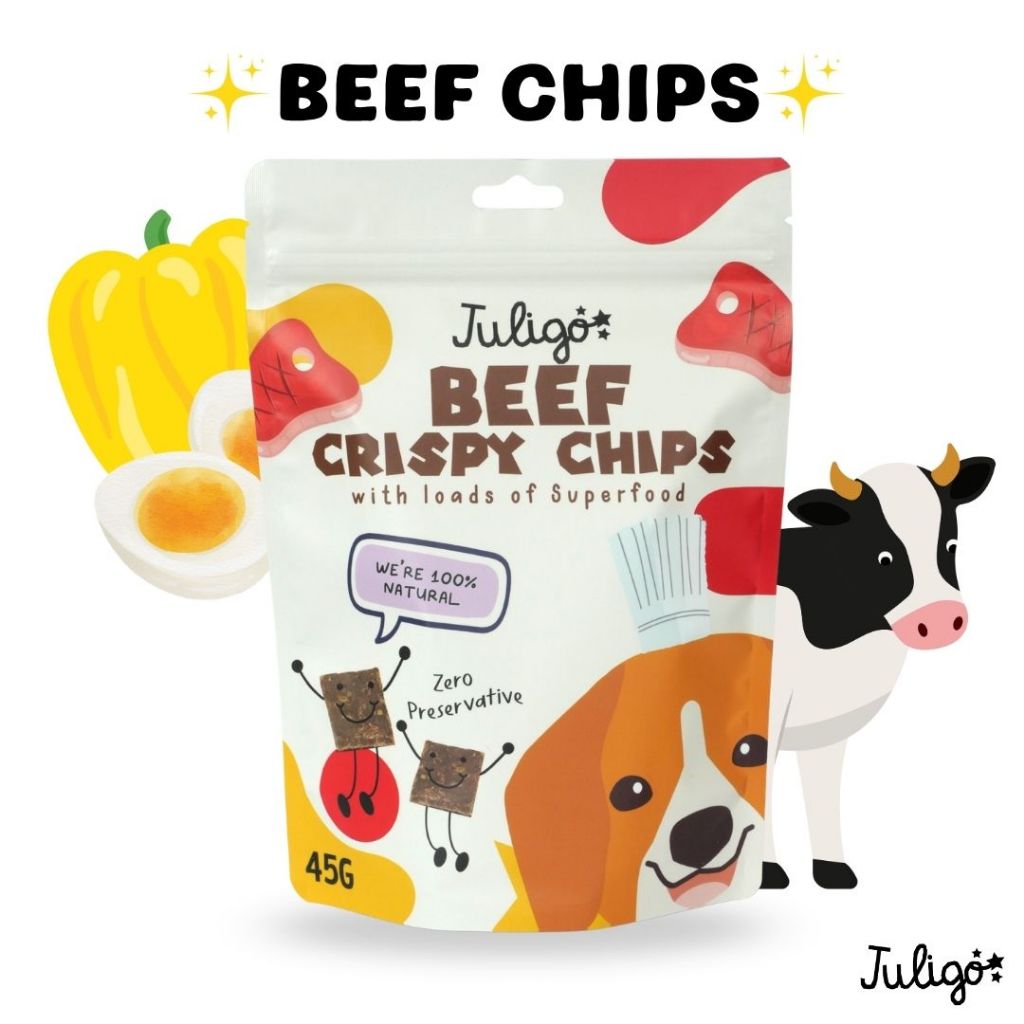 จูลิโกะ ขนมสุนัข เนื้อวัวอบแห้ง เนื้ออบแห้ง ขนมสุนัข Crispy Chrips ขนมหมา สำหรับสุนัขทุกสายพันธุ์
