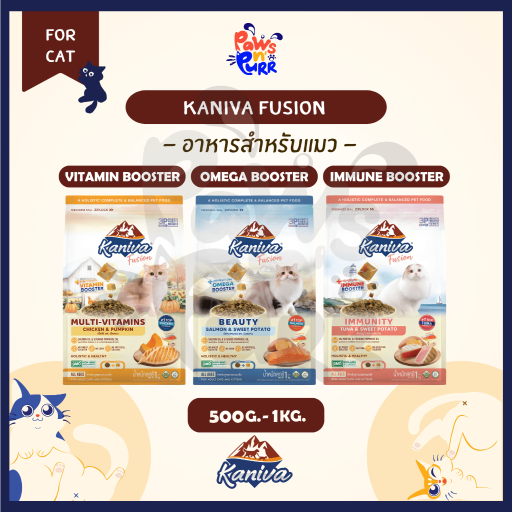 Kaniva Fusion Cat food  สำหรับแมว 4 เดือนขึ้นไป 1kg.