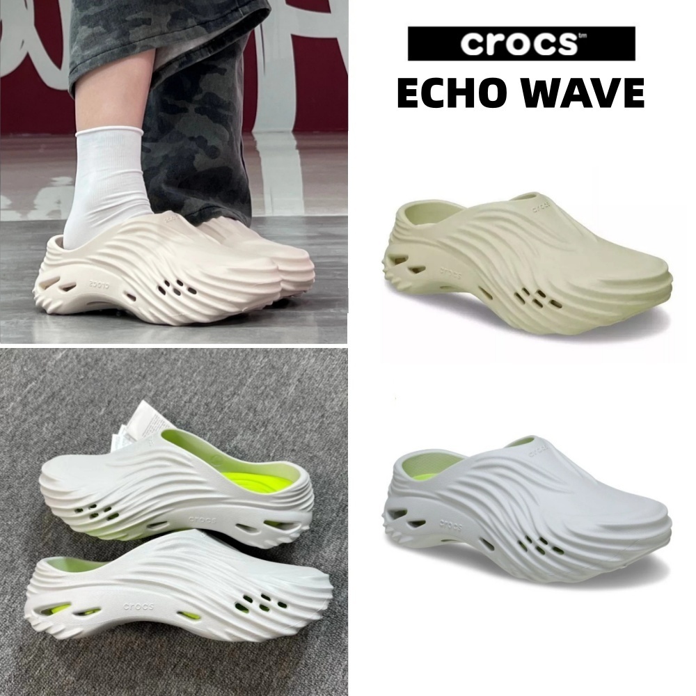 🎊ของแท้ 100%🎇CROCS  รองเท้าลำลองผู้ใหญ่ Echo Wave รองเท้าผู้ชายรองเท้าแตะ รุ่น 210521-0LD/210521-108