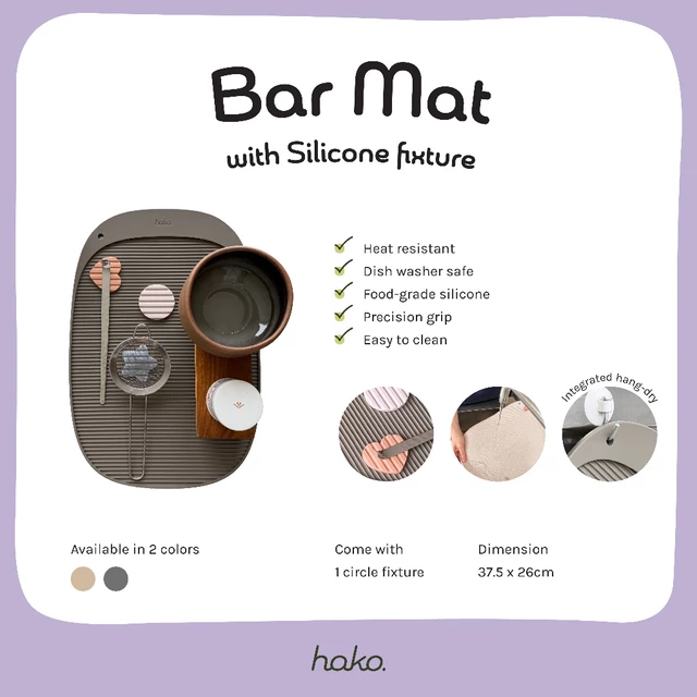 *พร้อมส่ง* hako Silicone Bar Mat ซิลิโคนบาร์แมทพร้อมตัวจุ้บวงกลม 1 ชิ้น และ จุ้บแบบ set ดาว,หัวใจ,กลม **ดูรู
