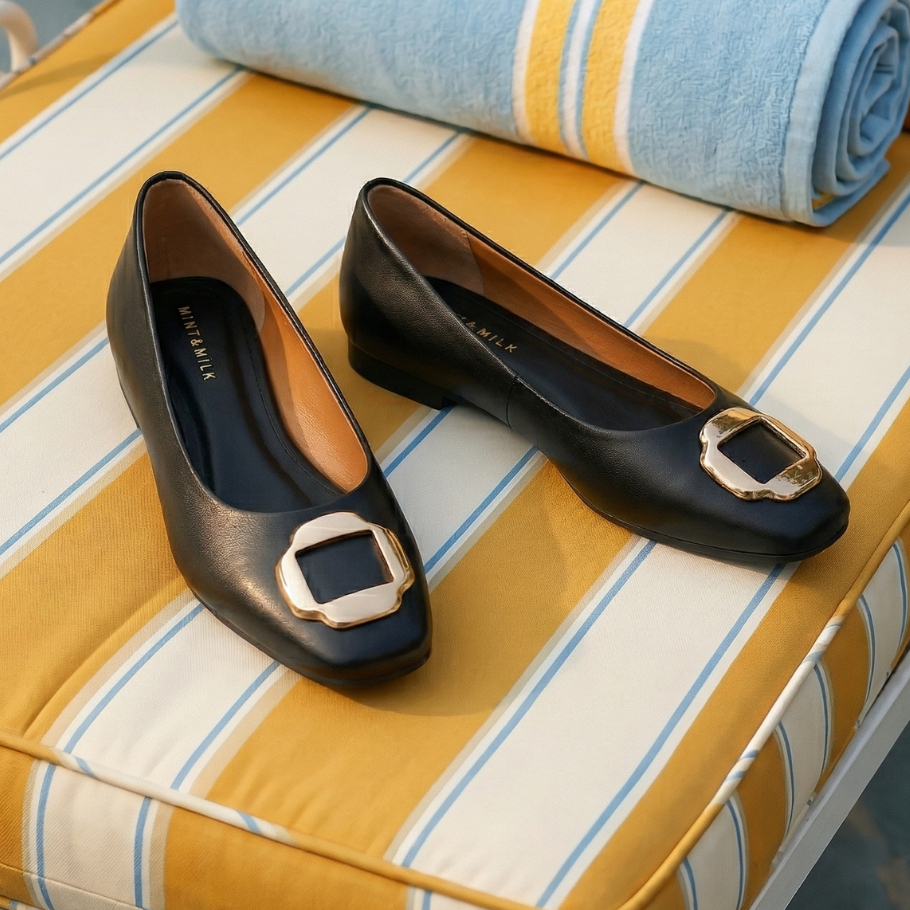 HaloBangkok รองเท้า Flat Shoes หนังไมโครไฟเบอร์ รุ่น LA4562