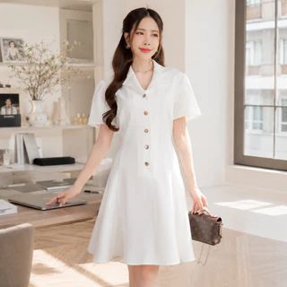 Modish | Sandy Dress | เดรสทำงานคอปก แต่งกระดุมหรู