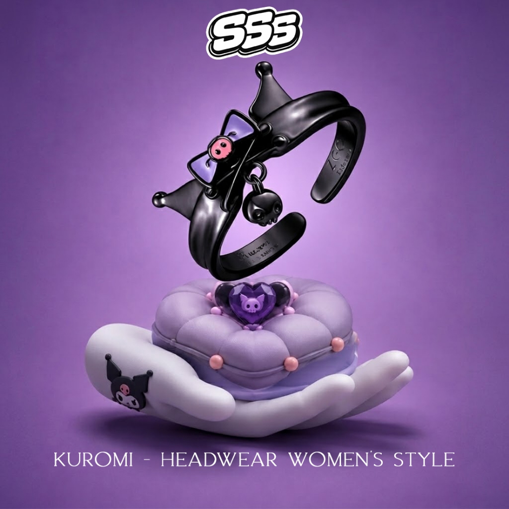 พร้อมส่ง ! ZGO x Sanrio แหวน Kuromi - Headwear Women's Style [8037]