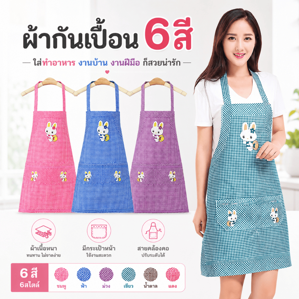 ผ้ากันเปื้อนทำอาหาร ลายการ์ตูน ชุดกันเปื้อนผู้ใหญ่ ผ้ากันเปื้อนผู้ใหญ่ (E11)