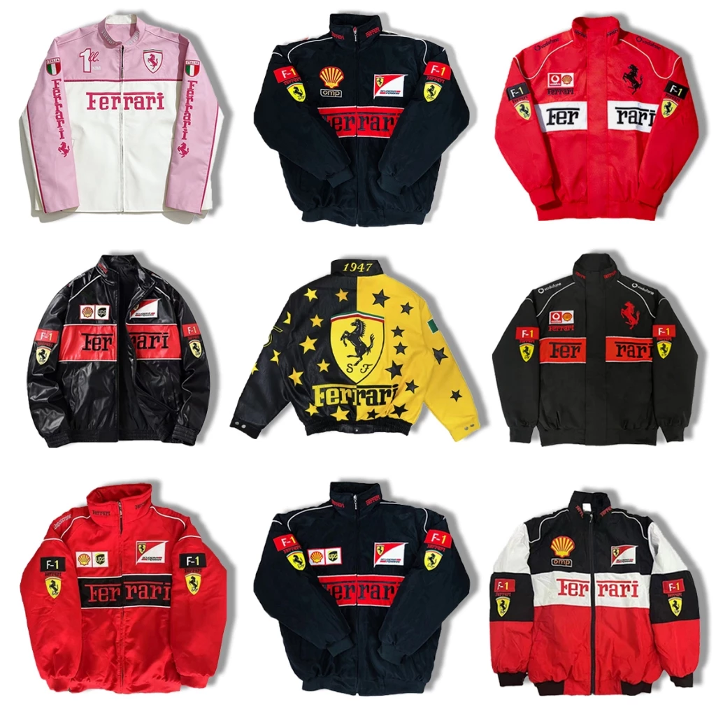 【พร้อมส่ง】F1 Ferrari แจ็คเก็ตย้อนยุค ปักลาย (ไม่ใช่สกรีน) เนื้อผ้า2ชั้น กันลม สไตล์กีฬา คุณภาพสูง สำหรับผู้ชาย