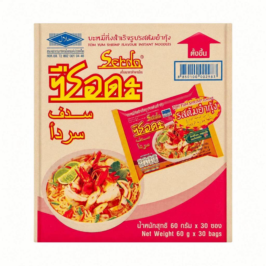 (รสต้มยำกุ้ง และรสต้มโค้ง) บะหมี่กึ่งสำเร็จรูปซือดะ 60กรัม x 30 ซอง เส้นเหนียวนุ่ม หอมเครื่อง