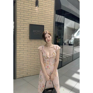 PICHA_BRAND : FLORAL SEASON SLIM DRESS( สินค้าจริงดูที่ VIDEO🔥🔥📌) ชุดเดรสยาวMaxi dress