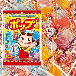 (1 ถุง 20 แท่ง ) FUJIYA Peko Pop Candy เป๊กโกะ อมยิ้มป้องกันฟันผุ รสผลไม้ 4 รส จากญี่ปุ่น