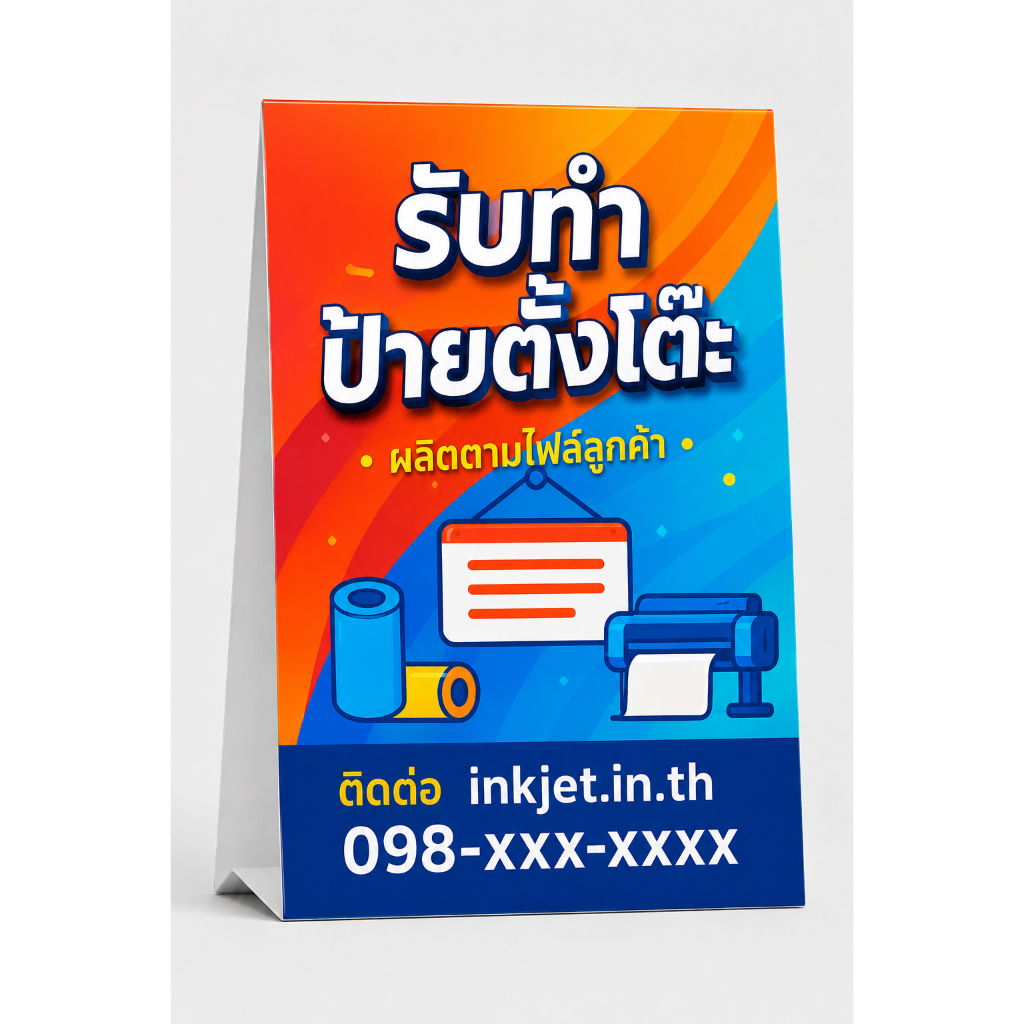 A-Board ป้ายตั้งโต๊ะ แบบสั่งทำ ทำเร็ว พร้อมส่ง ส่งไฟล์ในแชท ฟิวเจอร์บอร์ด ป้ายสามเหลี่ยม ป้ายเมนู